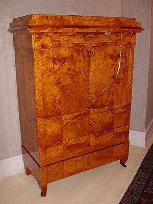 Lot 484 - Biedermeier Birch Secretaire a Abattant 19th...