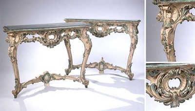 Lot 460 - Pair of Louis XV Style Ivory and Teal Painted...