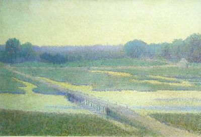 Lot 2009 - Manner of John Leslie Breck BRIDGE THROUGH THE...