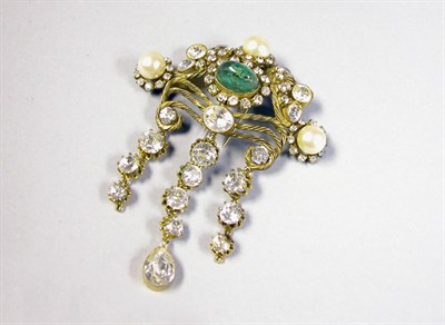 Lot 3363 - Rhinestone and Faux Pearl Fur Pin French, mid...