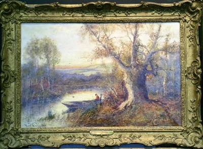 Lot 24 - Harold Leslie 19th/20th Century AUTUMN SUNDOWN...