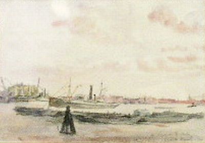 Lot 58 - Reginald Marsh American, 1898-1954 THAMES AT...