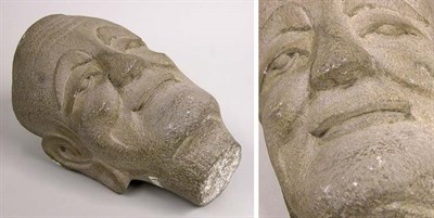 Lot 429 - Chinese Style Carved Stone Head of Buddha...