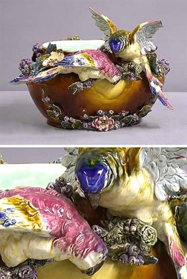 Lot 2606 - Art Nouveau Majolica Jardiniere Decorated with...