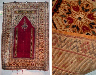 Lot 632 - Kayseri Silk Prayer Rug Central Anatolia,...