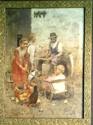 Lot 22 - Karl Hartmann German, 1861-1927 BARNYARD PLAY...