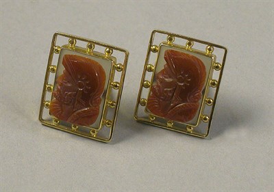 Lot 242 - Pair of Gold and Carnelian Cufflinks