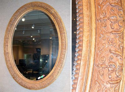 Lot 246 - Georgian Style Oak Oval Mirror