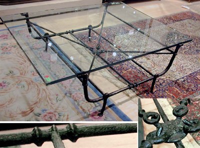 Lot 206 - Giacometti Style Wrought Iron Glass Top...