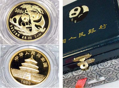 Lot 67 - China: 1988 5 Ounce Gold Coin, Panda