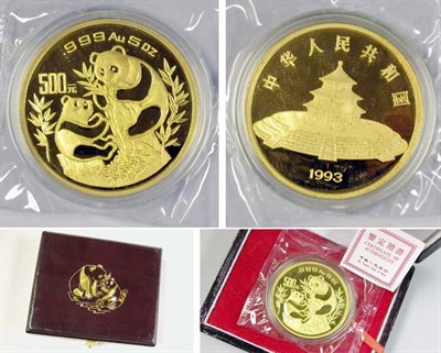 Lot 92 - China: 1993 5 Ounce Gold Coin, Panda
