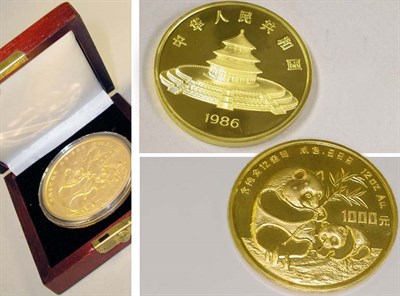 Lot 64 - China: 1986 12 Ounce Gold Coin, Panda