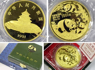 Lot 81 - China: 1991 12 Ounce Gold Coin, Panda