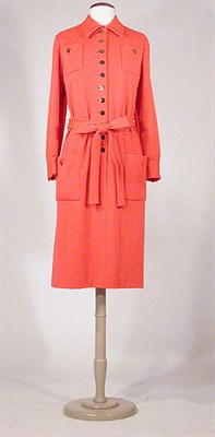 Lot 3532 - Norell Day-Glo Orange Safari Dress American,...
