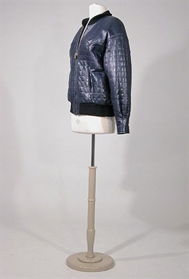 Lot 3595 - Chanel Blue Leather Quilted Bomber Jacket...