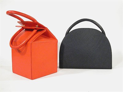 Lot 3711 - Two Canovas Handbags The first a cube of burnt...