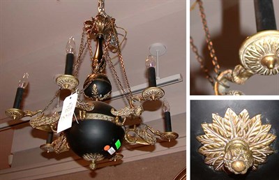 Lot 392 - Empire Style Black Painted and Gilt-Metal...