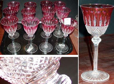 Lot 229 - Set of Twelve Bohemian Ruby To Clear Cut Glass...