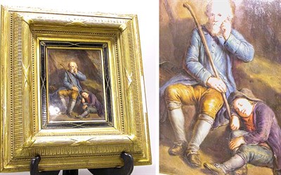 Lot 153 - German Porcelain Plaque Depicting an old man...