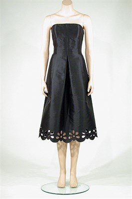 Lot 3617 - Celine Black Silk Strapless Evening Dress...