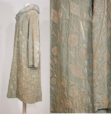Lot 3431 - Celadon Velvet Opera Coat French, 1920s...