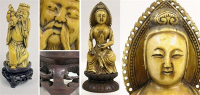 Lot 192 - Two Chinese Carved Ivory Figures The first of...