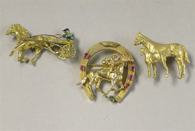 Lot 403 - Three Gold Horse Pins