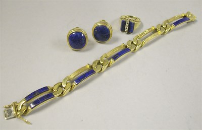 Lot 503 - Suite of Gold and Lapis Lazuli Jewelry