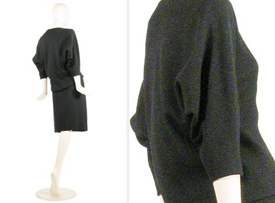 Lot 3476 - Balenciaga Fine Black Wool Crepe Soft Suit...