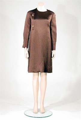 Lot 3512 - Galanos Chocolate Hammered Silk Dress American,...