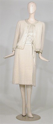 Lot 3482 - Chanel Couture Vanilla Wool Boucle and Silver...