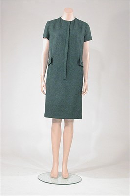 Lot 3470 - Dior Couture Fur Blend Green Wool Dress French,...
