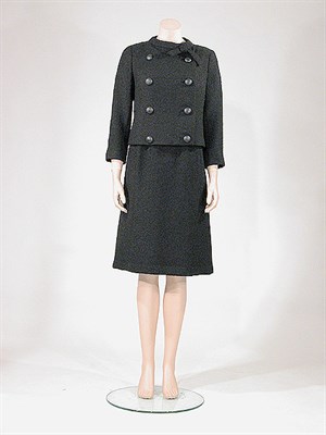 Lot 3471 - Dior Couture Black Knubby Wool Twill Suit...