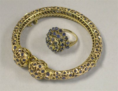 Lot 281 - Sapphire Bangle Bracelet and Ring The 14 kt....