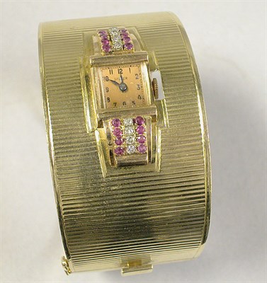 Lot 547 - Gold Cuff Bracelet Watch