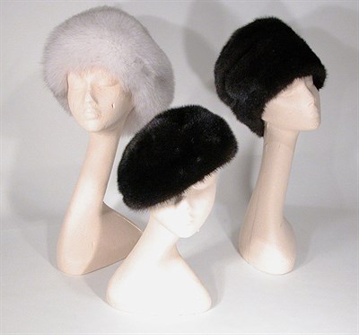 Lot 3661 - Group of Fur Hats Two Adolfo mink hats, one a...
