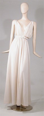 Lot 3558 - Galanos Creme Bias Wool Crepe Halter Dress...