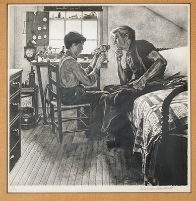 Lot 1304 - Norman Rockwell THE INVENTOR Lithograph, circa...