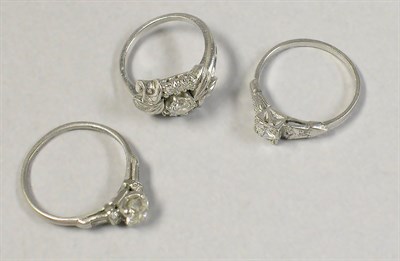 Lot 448 - Three Assorted Diamond Engagement Rings