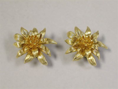 Lot 313 - Pair of Gold Flower Earclips