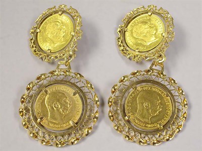 Lot 396 - Pair of Gold Coin Earclips