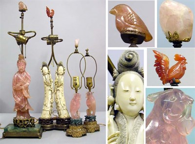 Lot 194 - Group of Four Chinese Lamps Including a rose...