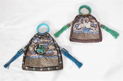 Lot 3674 - Two Chinese Embroidered Purses Circa 1910 Made...