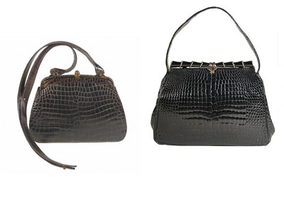 Lot 3700 - Two Alligator Handbags One brown alligator...