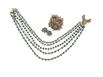 Lot 3353 - Miriam Haskell Faux Emerald Necklace and...