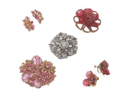Lot 3354 - Group of Haskell Floral Brooches and Earrings...