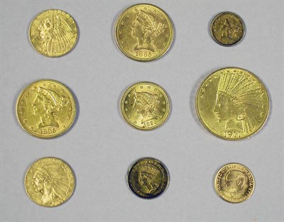 Lot 199 - Group of Nine US Gold Coins Comprising one...
