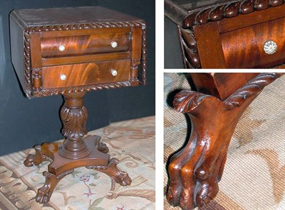 Lot 430 - Classical Style Mahogany Two-Drawer Drop-Leaf...