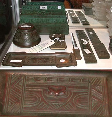Lot 597 - Tiffany Studios Patinated-Bronze Desk Set In...