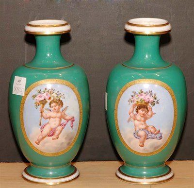 Lot 603 - Pair of Paris Porcelain Vases Height 13 3/4...